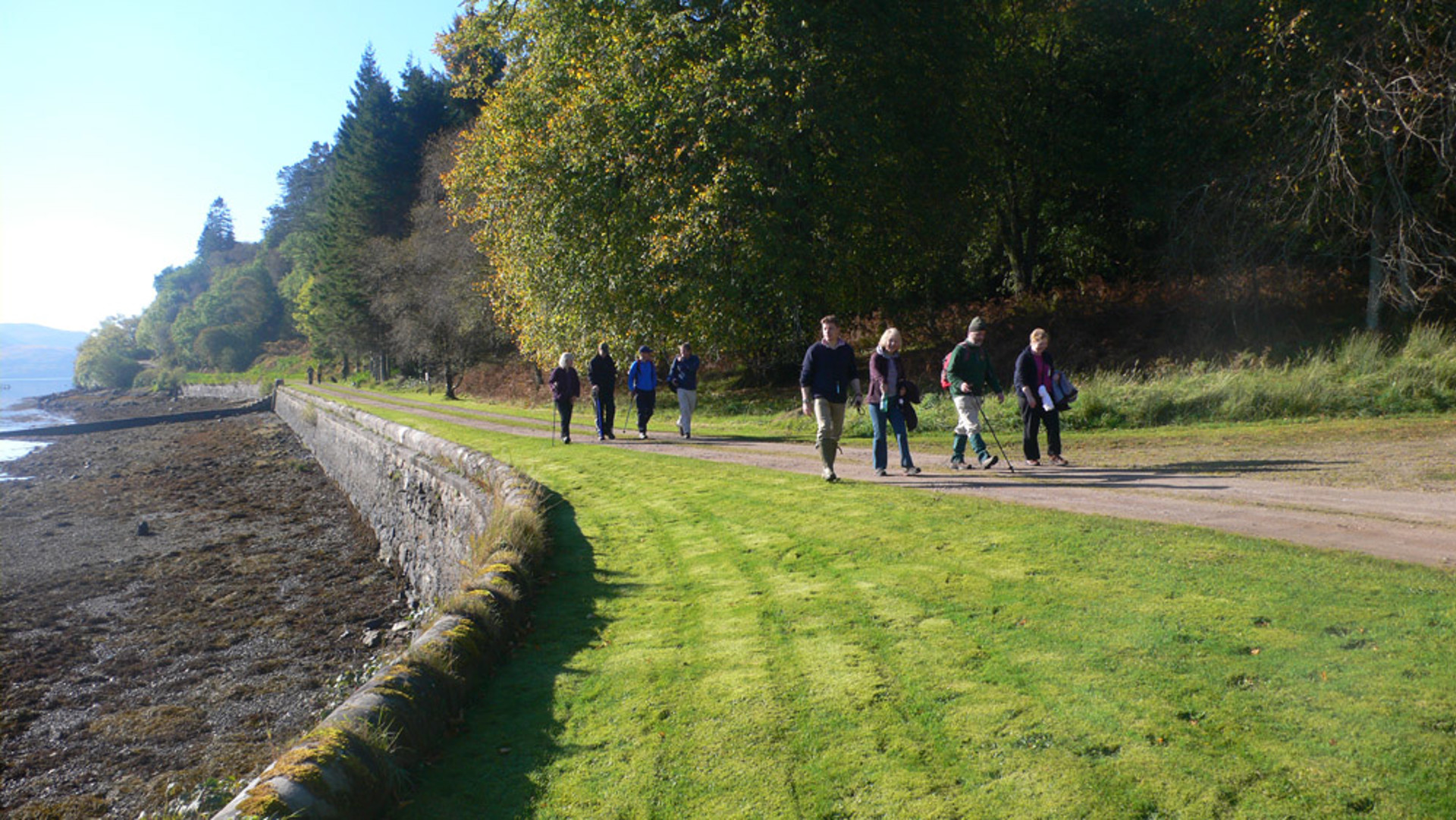 Cowal Walking Caladh Harbour With Group